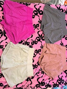 Four Lightweight Athletic Shorts - Pink, Gray, Cream, Mauve